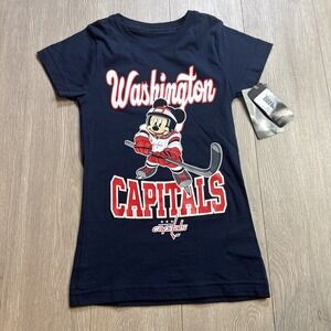 Girls Mickey Mouse NHL Washington Capitals T-Shirt‎ Blue Medium M New Hockey